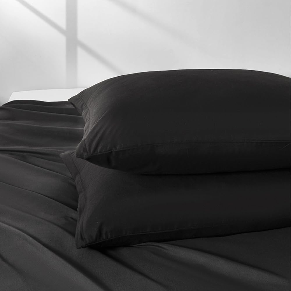 NookZuzu 2 Pack Microfiber Zipper Pillowcases, Soft Comfortable Not Shrink Black Pillow Case, Standard Pillow Cases Set of 2 (20x26 Inches)…
