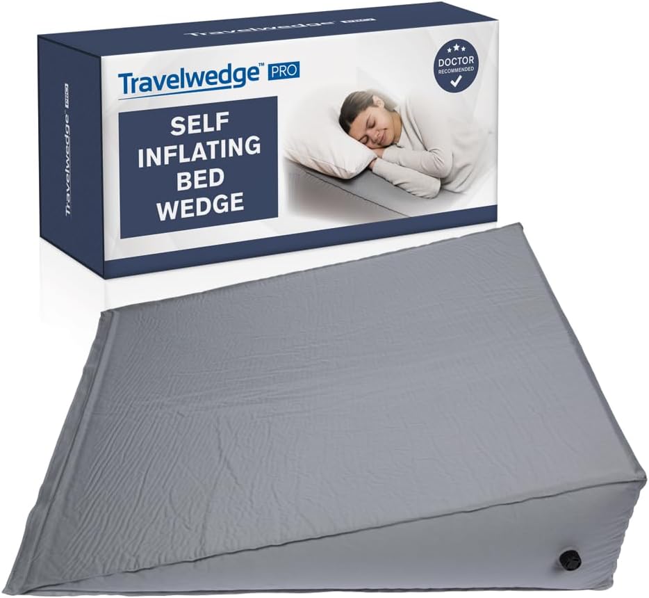 Travelwedgeoffersapremiumselectionofinflatablebedwedgeproducts Self-Inflating Bed Wedge Pillow | Lightweight for Travel | Wedge Pillow for…