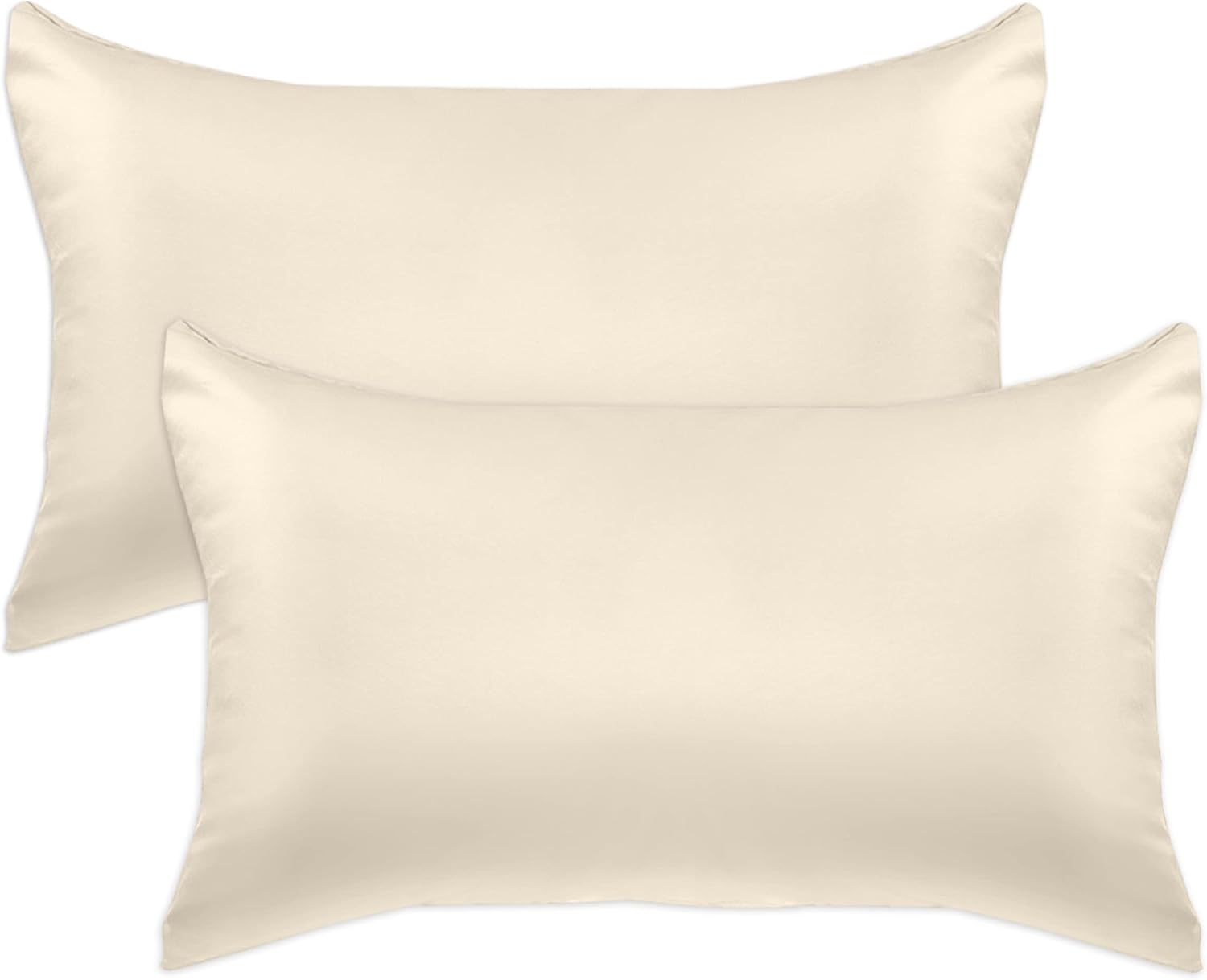 Elegantcomfort Elegant Comfort 2-Pack Cooling Viscose Satin Pillowcase Set with Hidden Zipper Closure, Silky Smooth for Hair and fabric…