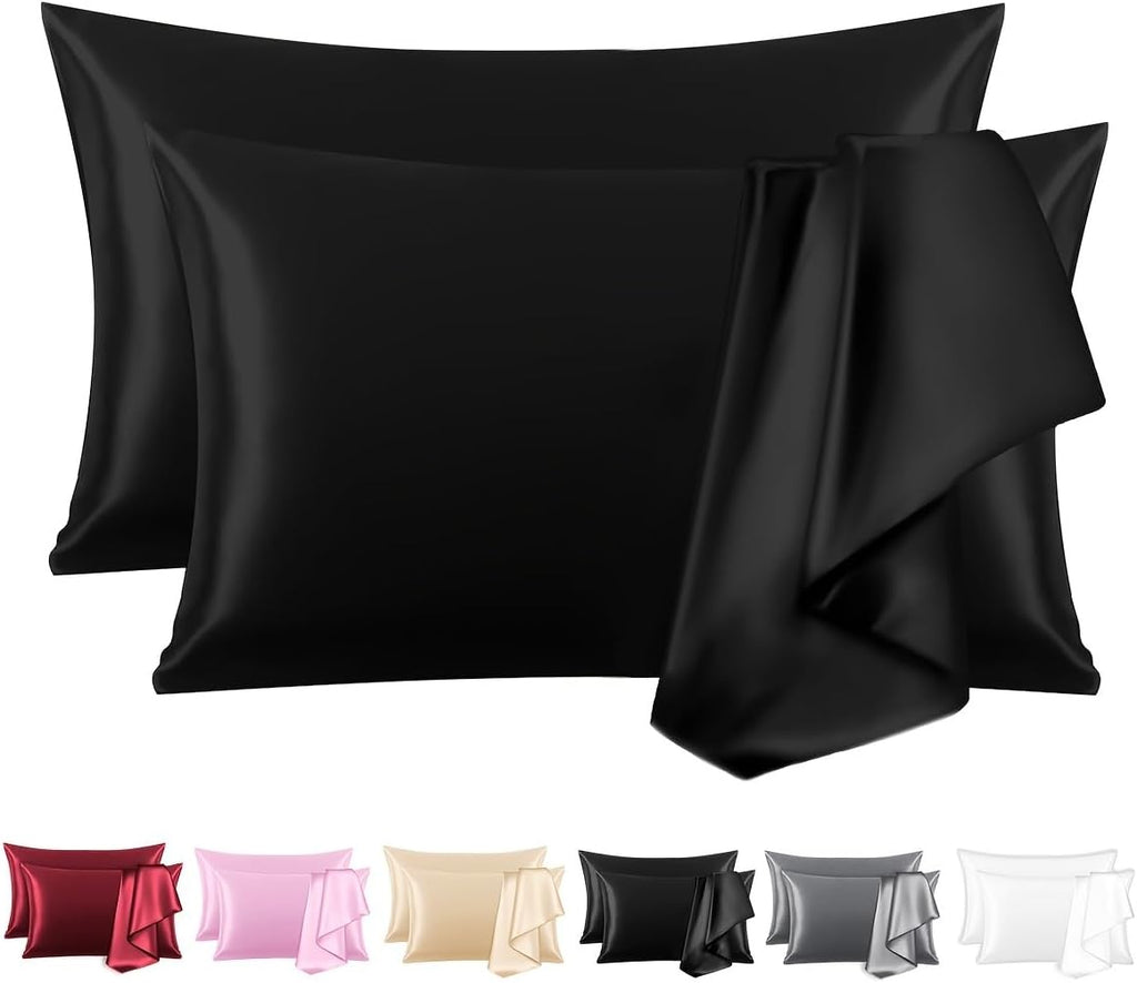 Satin Pillowcase Set of 2 -Silky Pillow Cases for Hair and Skin, 2 Pack Similar to Silk Pillow Covers with Envelope Closure, Gifts for…