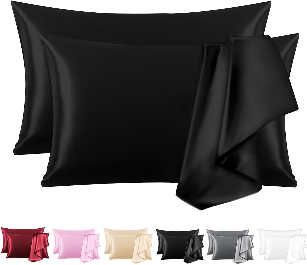 Satin Pillowcase Set of 2 -Silky Pillow Cases for Hair and Skin, 2 Pack Similar to Silk Pillow Covers with Envelope Closure, Gifts for…