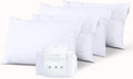QATAN Waterproof Queen Pillow Protectors Set of 4 – Soft Microfiber Zippered Pillow Case Protector, Noiseless Breathable TPU Backed…