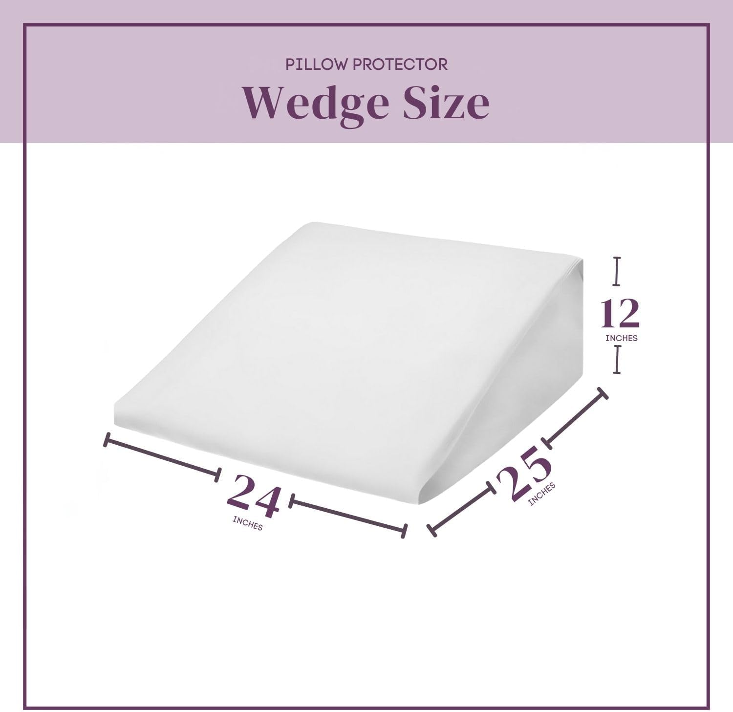 CirclesHome Wedge Pillow Cover 100% Cotton, Zippered Wedge Pillow Case Protector, Soft, Hypoallergenic & Breathable - White, (24Wx25Lx12) 1…