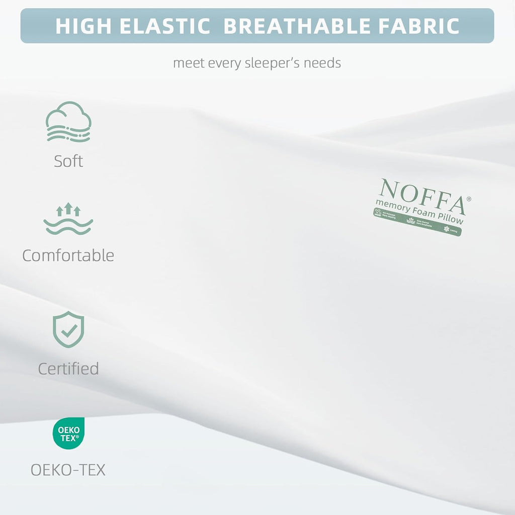Noffa Cervical Neck Pillow for Neck, Neck Support Pillows, Contour Memory Foam Pillow, Orthopedic Pillow for Side Back Stomach Sleeper, Co…