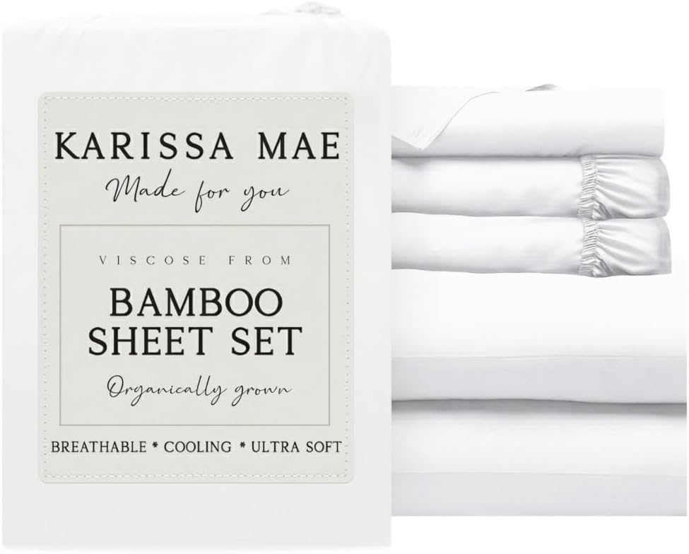 KARISSA MAE Pure Viscose from Bamboo Split King Size Sheet Set | 100% FSC Certified | Luxuriously Soft | Cooling | 18" Deep Pocket…