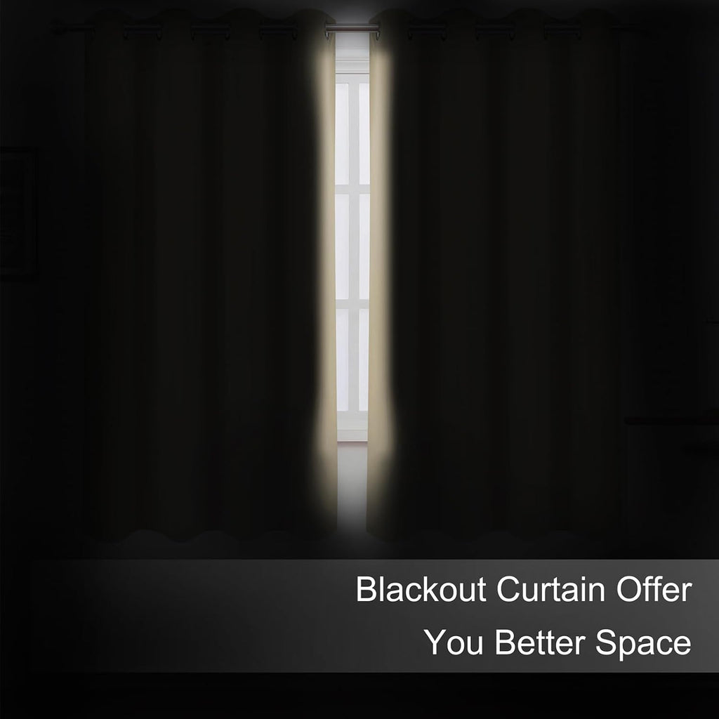 Lemomo Blackout Curtains 66 x 54 Inch Long Beige Curtains Set of 2 Panels Room Darkening Curtains for Bedroom and Living Room 54 Inch silver