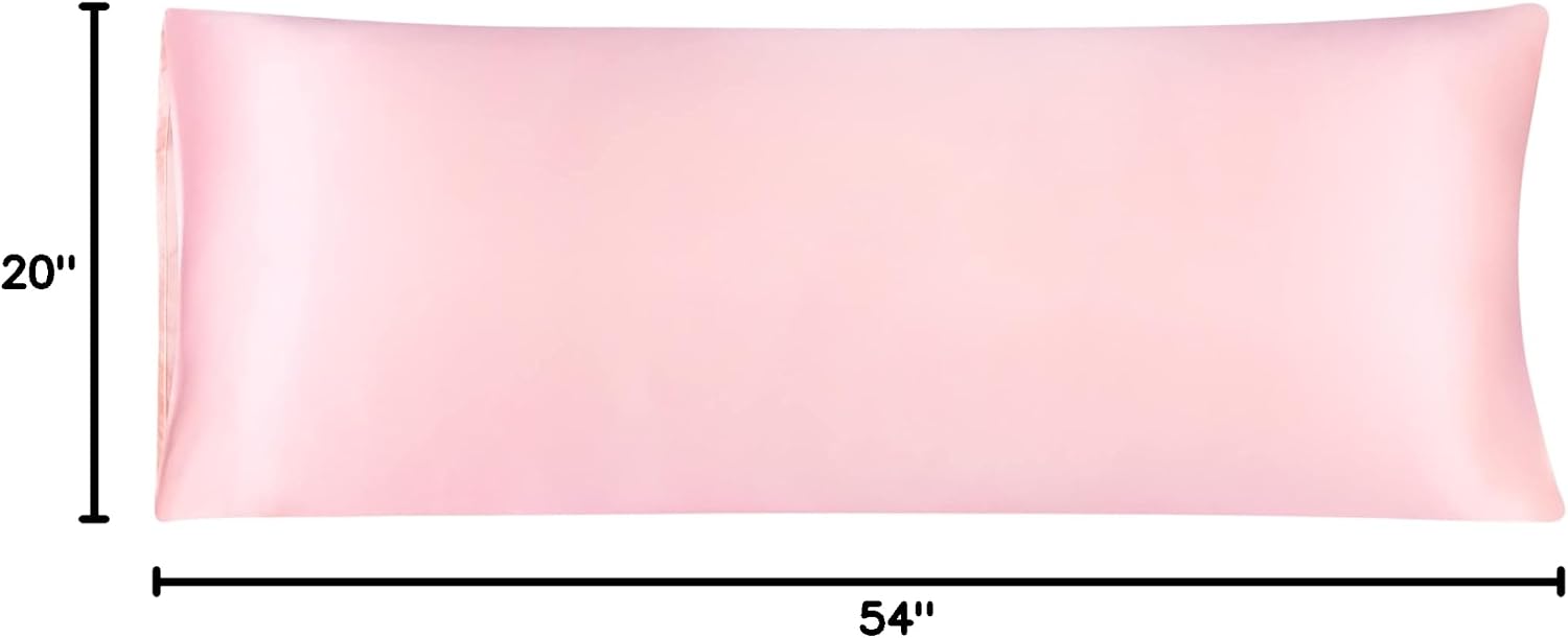 uxcell Body Pillow Cover, 20x54 Inch Pink Silky Satin Body Pillowcases for Hair and Skin, Soft Cooling Smooth Pillow Case with Envelope…