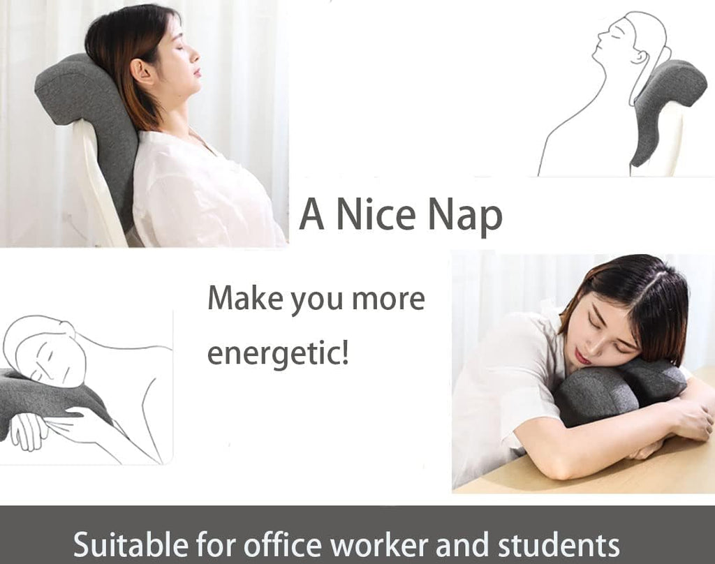 Fcare Desk Pillow for Napping, Travel Neck Pillow Memory Foam Wedge for Sleeping, Slow Rebound Back Pillow (Slightly Hard) for Slender Ladi…