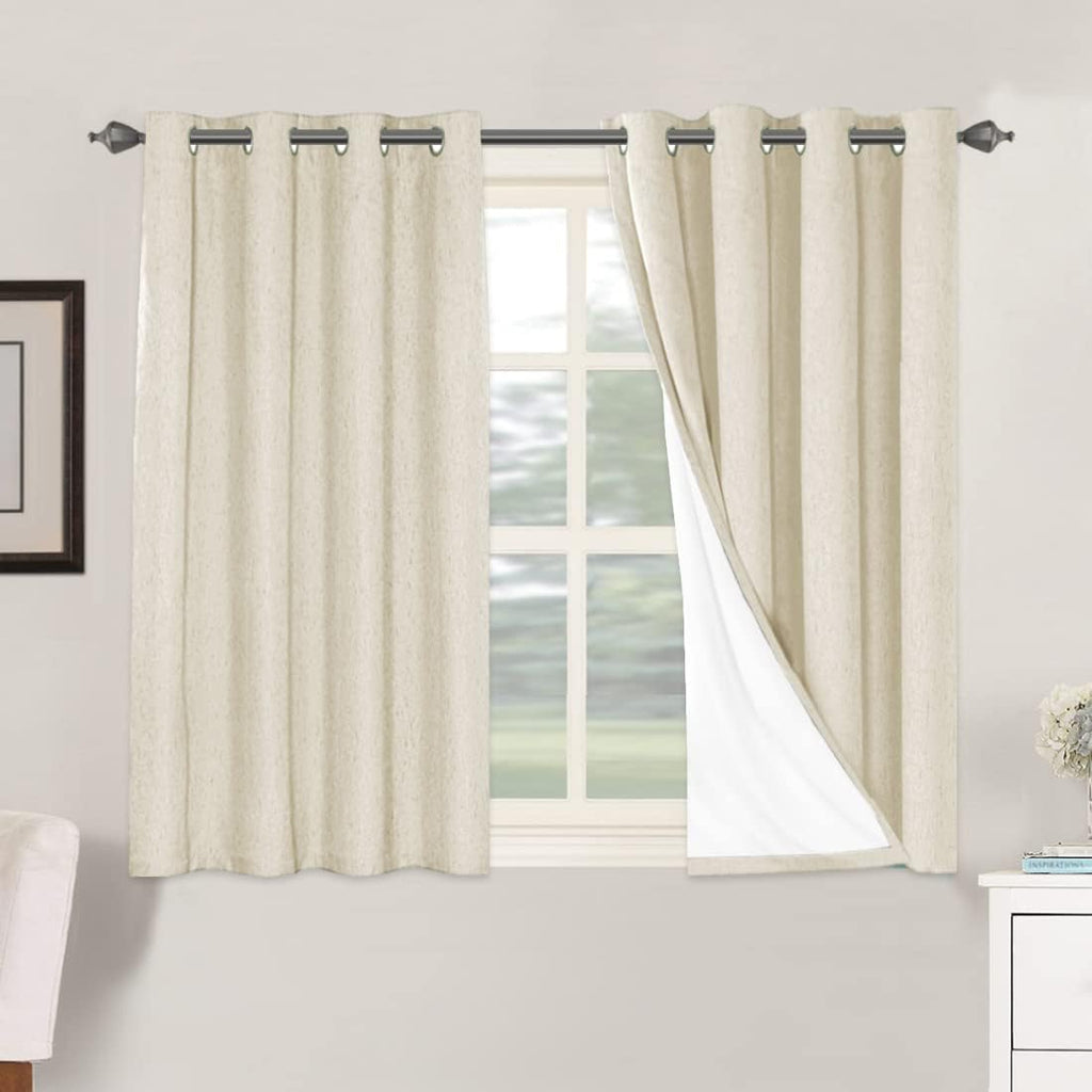 H.VERSAILTEX 100% Blackout Curtains for Bedroom Thermal Insulated Linen Textured Curtains Heat and Full Light Blocking Drapes Living Room…