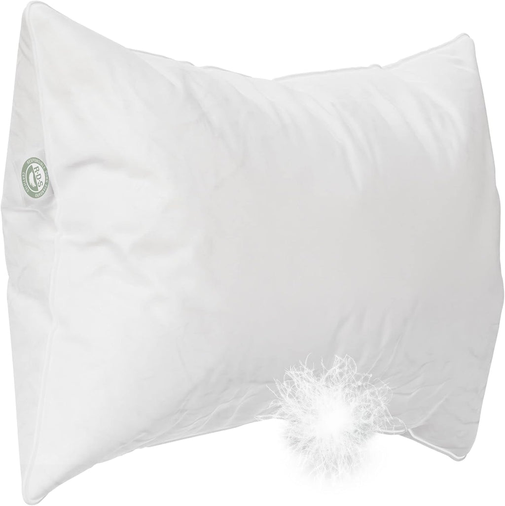East Coast Bedding European Pure Down Pillow, 800 Fill Power, 400 Thread Count Cotton Sateen Shell, Standard Firm