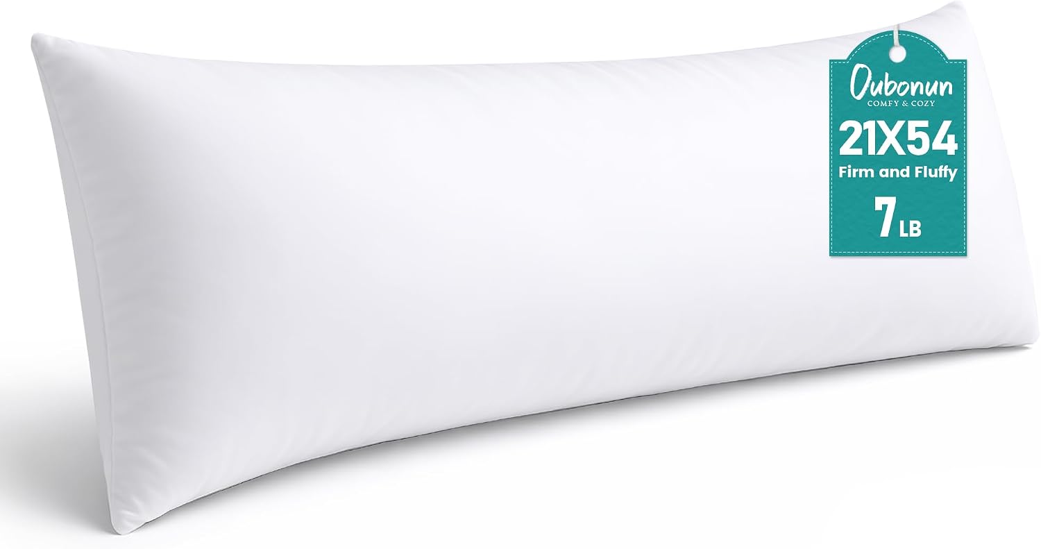 Oubonun 21x54 Full Body Pillow for Adults, Big Long Bed Pillow for Sleeping, Premium Firm Body Support Pillows for Side Sleepers
