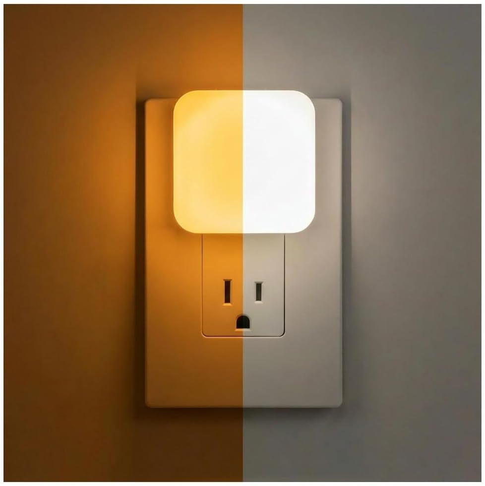 Lights by Night Dimmable LED Night Light, Plug-in, Dusk to Dawn Sensor, Adjustable, Compact, 4 Settings, Ambient Lighting, for Kids or…