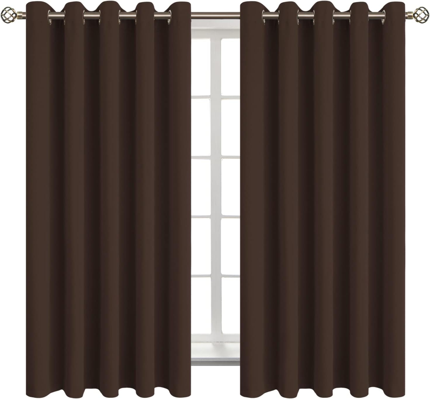 BGment Blackout Curtains for Bedroom - Grommet Thermal Insulated Room Darkening Curtains for Living Room, Set of 2 Panels (70 x 63 Inch, Br…