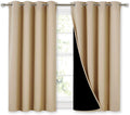 Nicetown Bedroom Full Blackout Curtain Panels, Super Thick Insulated Window Covers, Complete Blackout Draperies with Black Liner for Short…