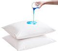 2 Pack Waterproof Pillow Protectors with Zipper Standard Size Zippered Pillow Case Protectors Hypoallergenic Bed Pillow Covers Encasement…
