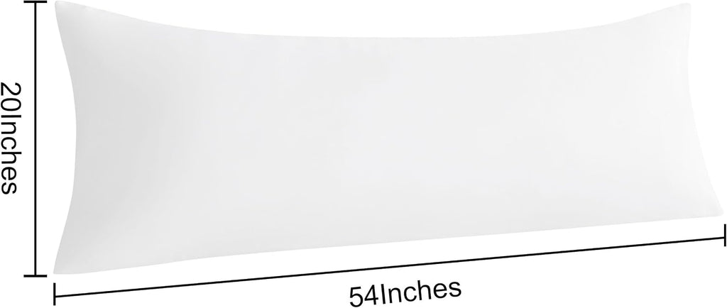 Ntbay Body Pillow Cases Set of 2, 2 Pack Brushed Microfiber 20x54 Pillow Cases, Soft, Wrinkle, Fade, Stain Resistant White Pillow Cases wit…