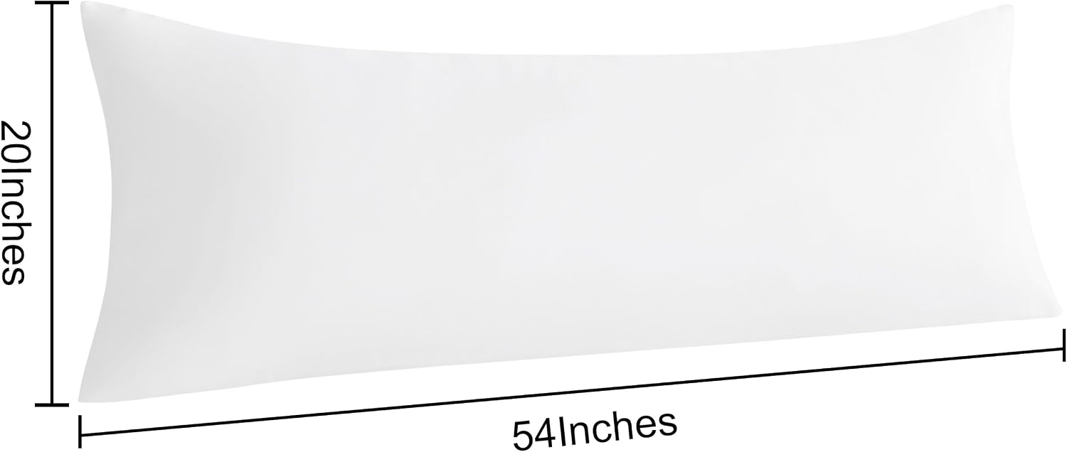 Ntbay Body Pillow Cases Set of 2, 2 Pack Brushed Microfiber 20x54 Pillow Cases, Soft, Wrinkle, Fade, Stain Resistant White Pillow Cases wit…