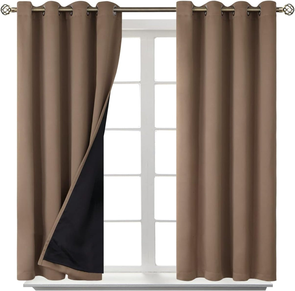 BGment Short 100% Blackout Curtains for Bedroom, Thermal Insulated Energy Efficiency Noise Reducing Grommet Curtains 54 Inch Length with Li…