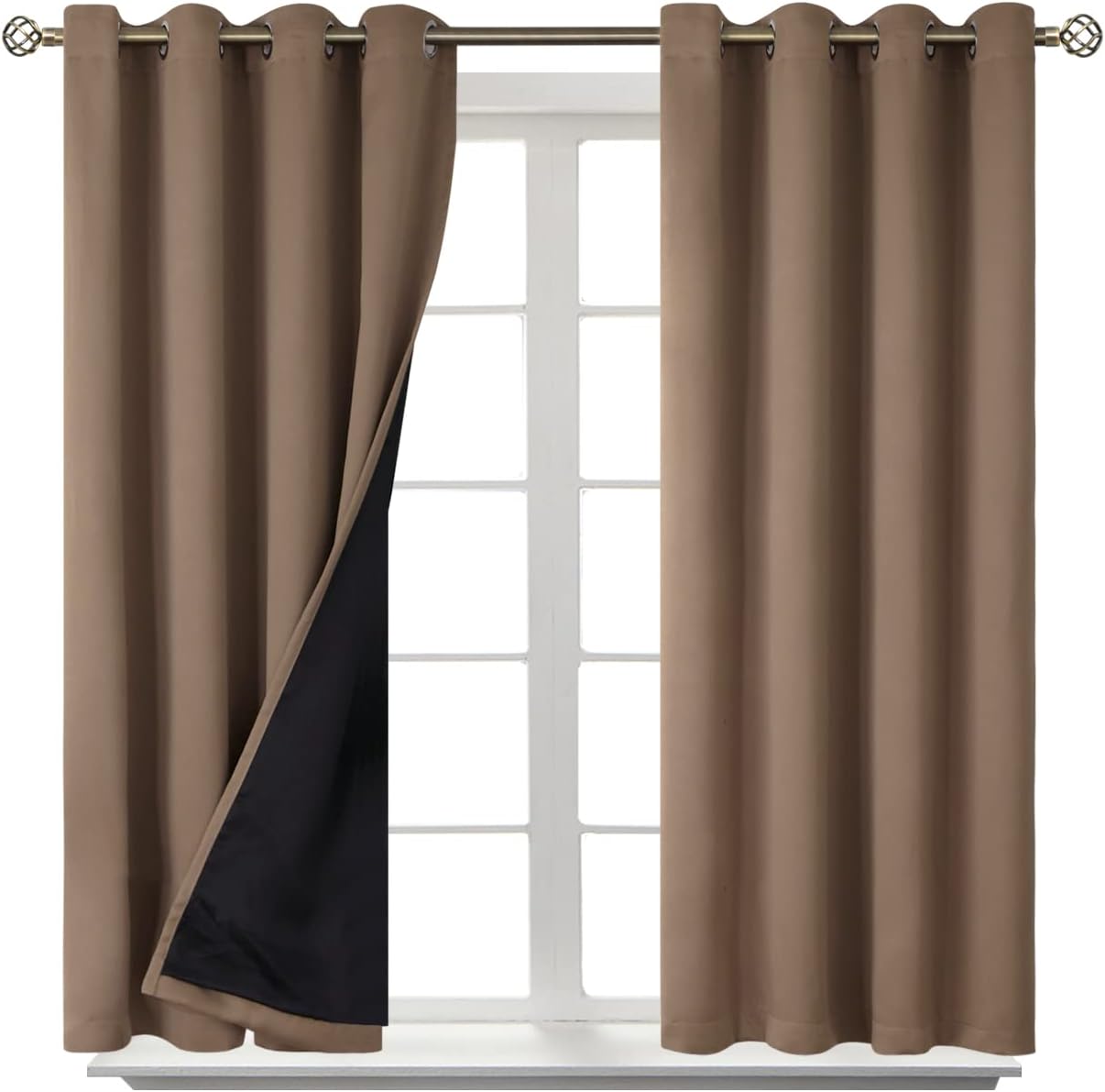BGment Short 100% Blackout Curtains for Bedroom, Thermal Insulated Energy Efficiency Noise Reducing Grommet Curtains 54 Inch Length with Li…