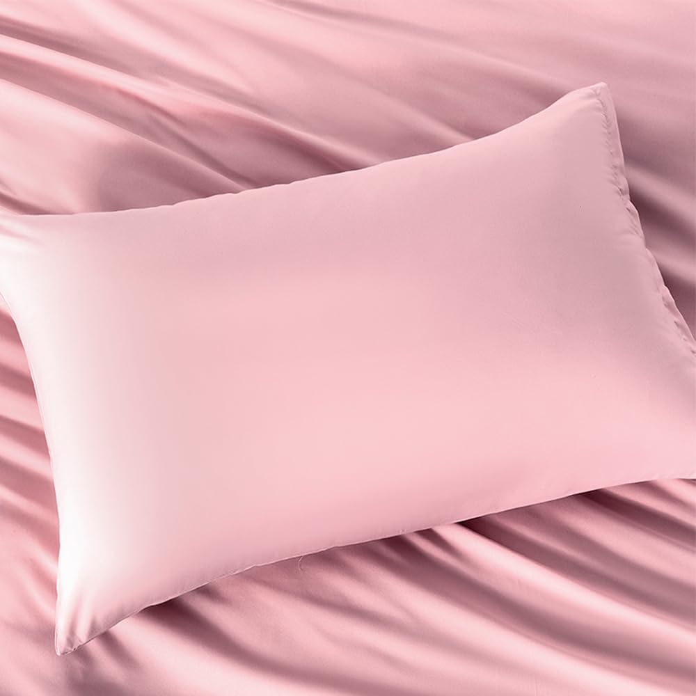 NookZuzu 2 Pack Microfiber Zipper Pillowcases, Soft Comfortable Not Shrink Pink Pillow Case, Standard Pillow Cases Set of 2 (20x26 Inches)…