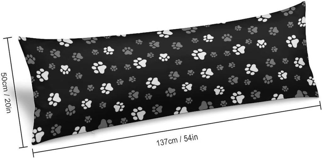Body Pillow Cover Black White Grey Body Pillowcase Black White Grey Decorative Rectangle Long Pillow Cases Cute Animal Pet Footprint…