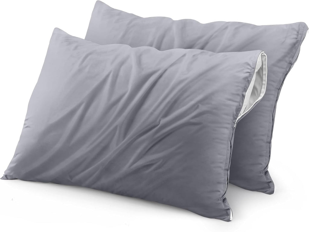 Utopiabedding Utopia Bedding Waterproof Throw Pillow Protectors (No Pillow Inserts) with Zipper 20 x 20 Inches (2 Pack, Grey), Outdoor Bed…