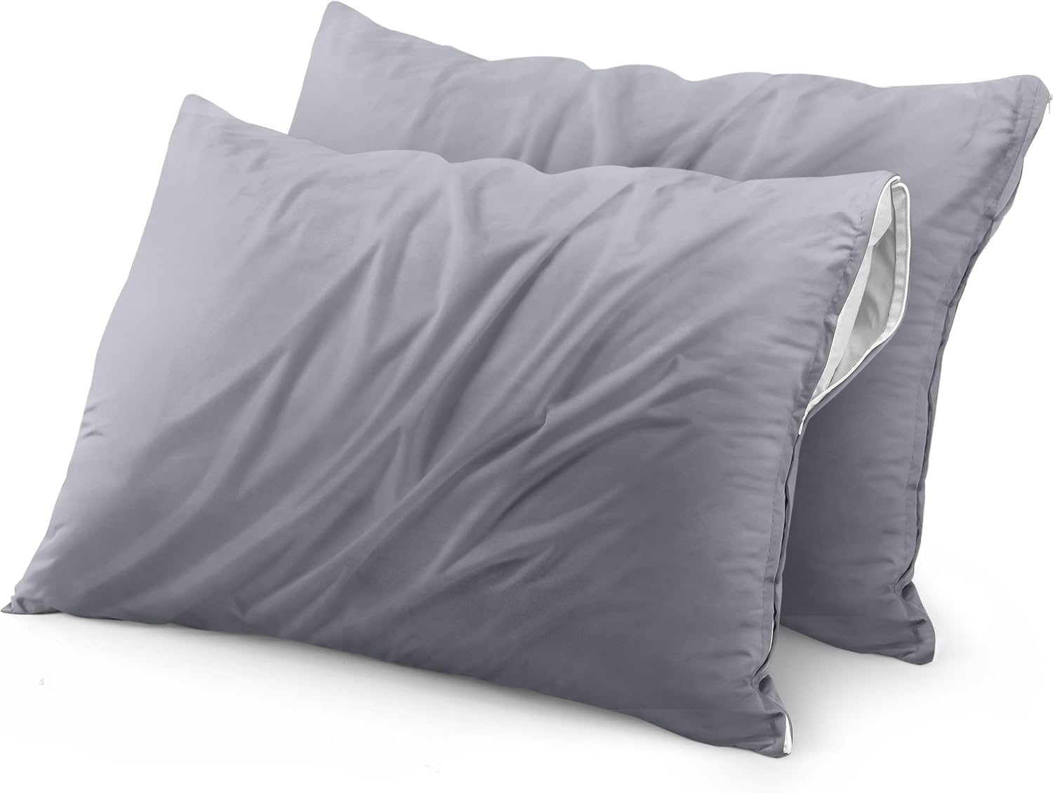 Utopiabedding Utopia Bedding Waterproof Throw Pillow Protectors (No Pillow Inserts) with Zipper 20 x 20 Inches (2 Pack, Grey), Outdoor Bed…