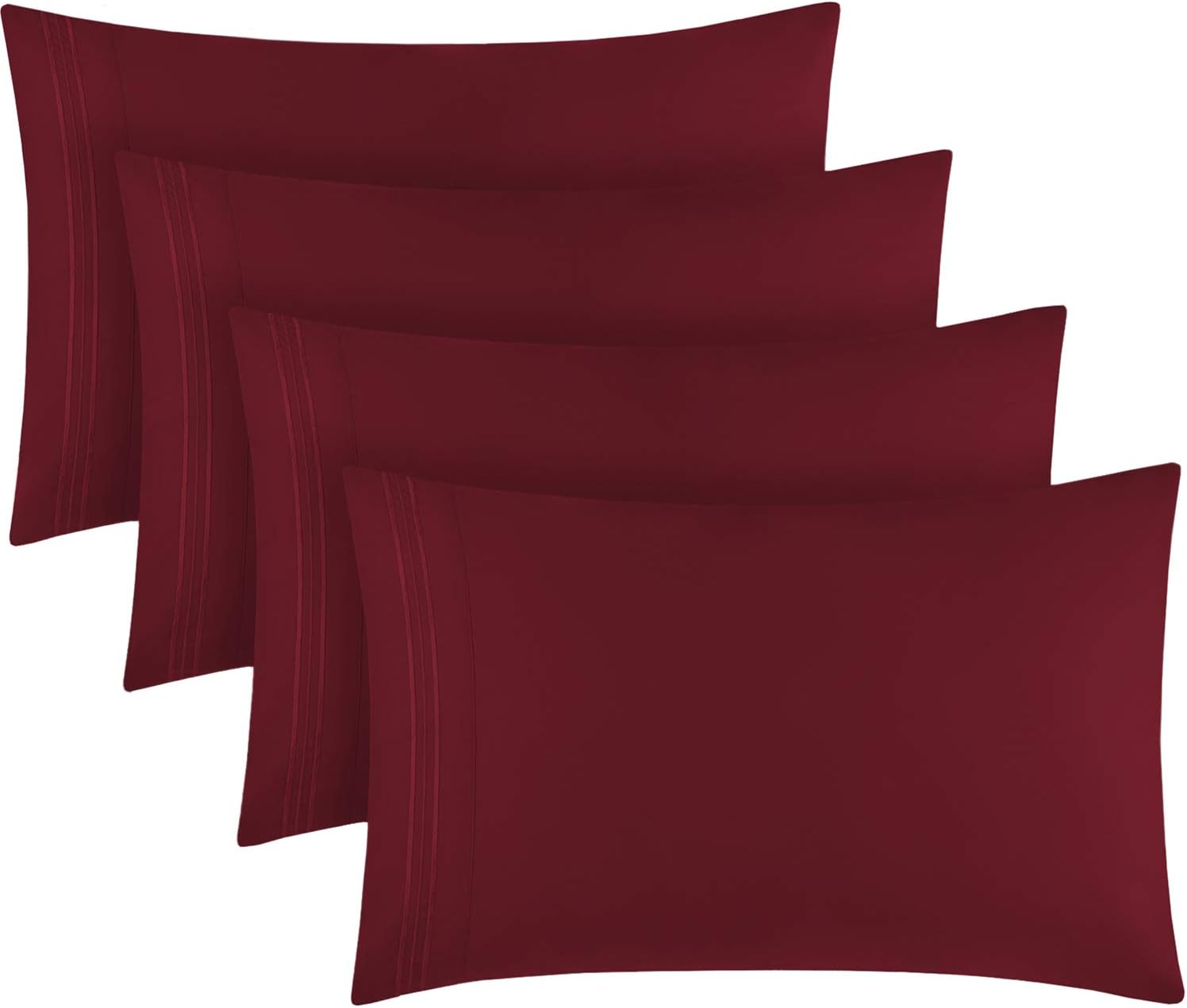 Mellanni Pillow Cases Set - 4 PC Iconic Collection Pillowcases - Hotel Luxury, Extra Soft, Cooling Pillow Covers - Wrinkle, Fade, Stain Res…