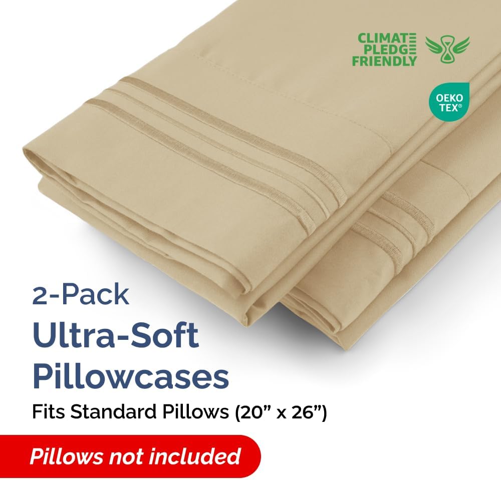 Standard Pillow Cases Set of 2 - Ultra-Soft Hotel Quality Pillowcase Covers - Comfy & Wrinkle Free - Stain and Fade Resistant - Machine…