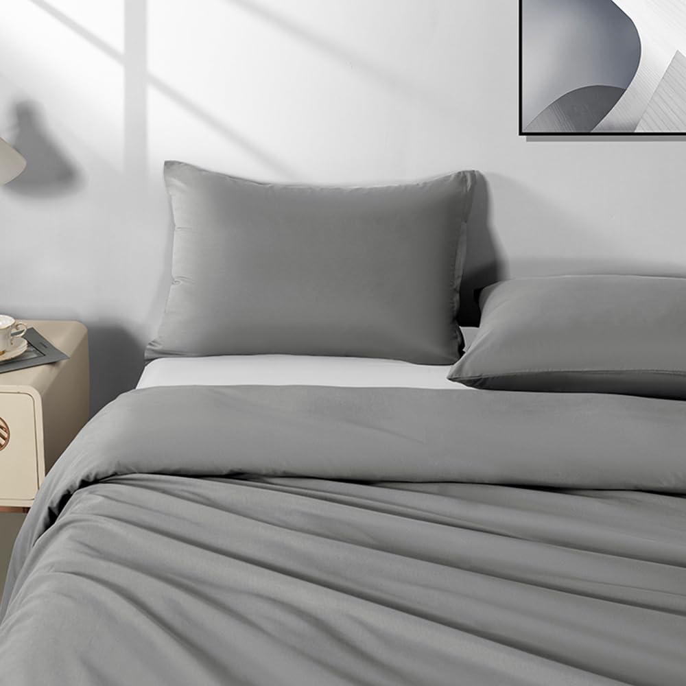 NookZuzu 2 Pack Microfiber Zipper Pillowcases, Soft Comfortable Not Shrink Dark Gray Pillow Case, Standard Pillow Cases Set of 2 (20x26 Inc…