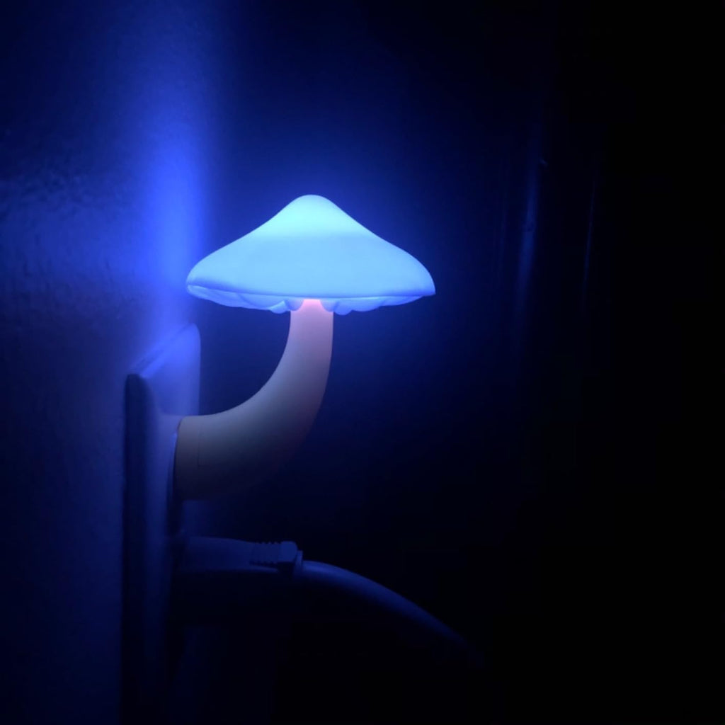 AUSAYE 4 Pack Plug in Night Light, Mushroom Light LED Nightlights for Kids, Adults, Bedroom, Bathroom, Hallway, Stairs, Kitchen Blue