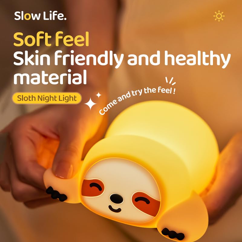 Atsuinightlight ATSUI Sloth Night Light, LED Squishy Novelty Animal Lamp, Food Grade Silicone, 3 Level Dimmable, Breastfeeding Nursery Nigh…