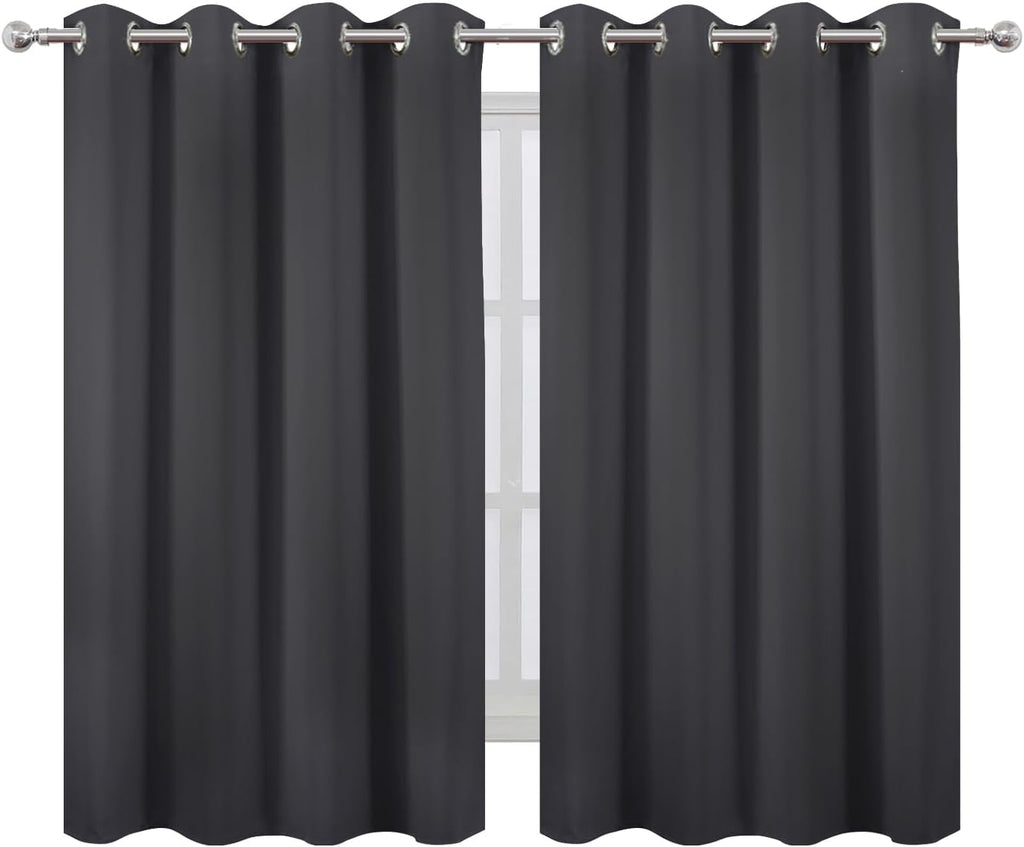 Lemomo Dark Grey Thermal Blackout Curtains/52 x 54 Inch/Set of 2 Panels Room Darkening Curtains for Bedroom 54 Inch Grey