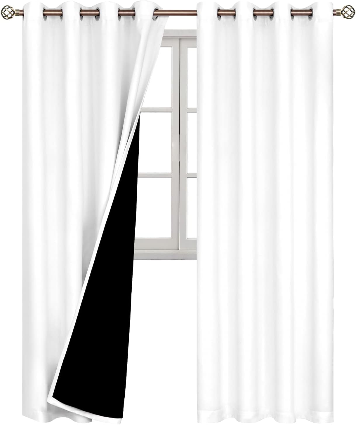 BGment White Blackout Curtains 95 Inches Long 2 Panels Set for Living Room, Thermal Insulated 95 Length Curtains & Drapes, Grommet 100% Bla…
