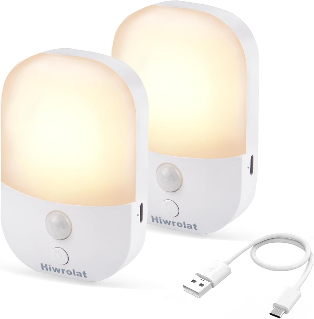 Motion Sensor Night Light, LED Dimmable Warm White Type-C Rechargeable Battery, for Hallway, Bathroom, Stair, Wardrobe, Bedroom, Auto…
