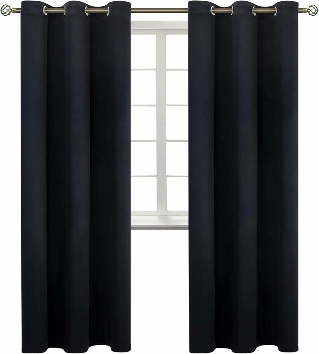 BGment Black Blackout Curtains for Living Room - Grommet Thermal Insulated Room Darkening Energy Saving Curtains for Bedroom, Set of 2 Pane…