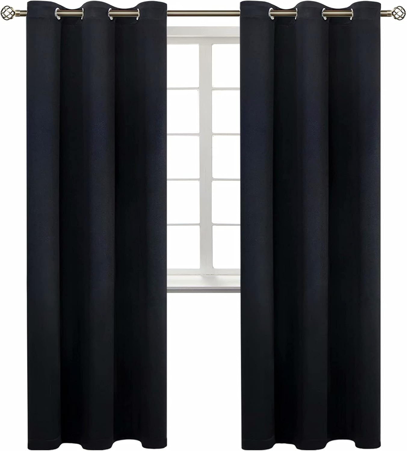 BGment Black Blackout Curtains for Living Room - Grommet Thermal Insulated Room Darkening Energy Saving Curtains for Bedroom, Set of 2 Pane…