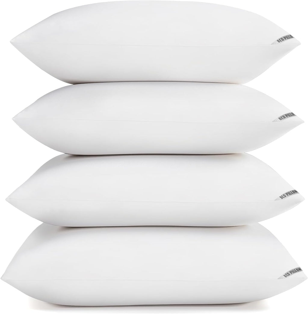 Piwaal Queen Size Pillow 4-Pack – Hotel-Style Bed Pillows for Sleeping, Down Alternative Microfiber Fill, Plush Comfort for Side, Back…
