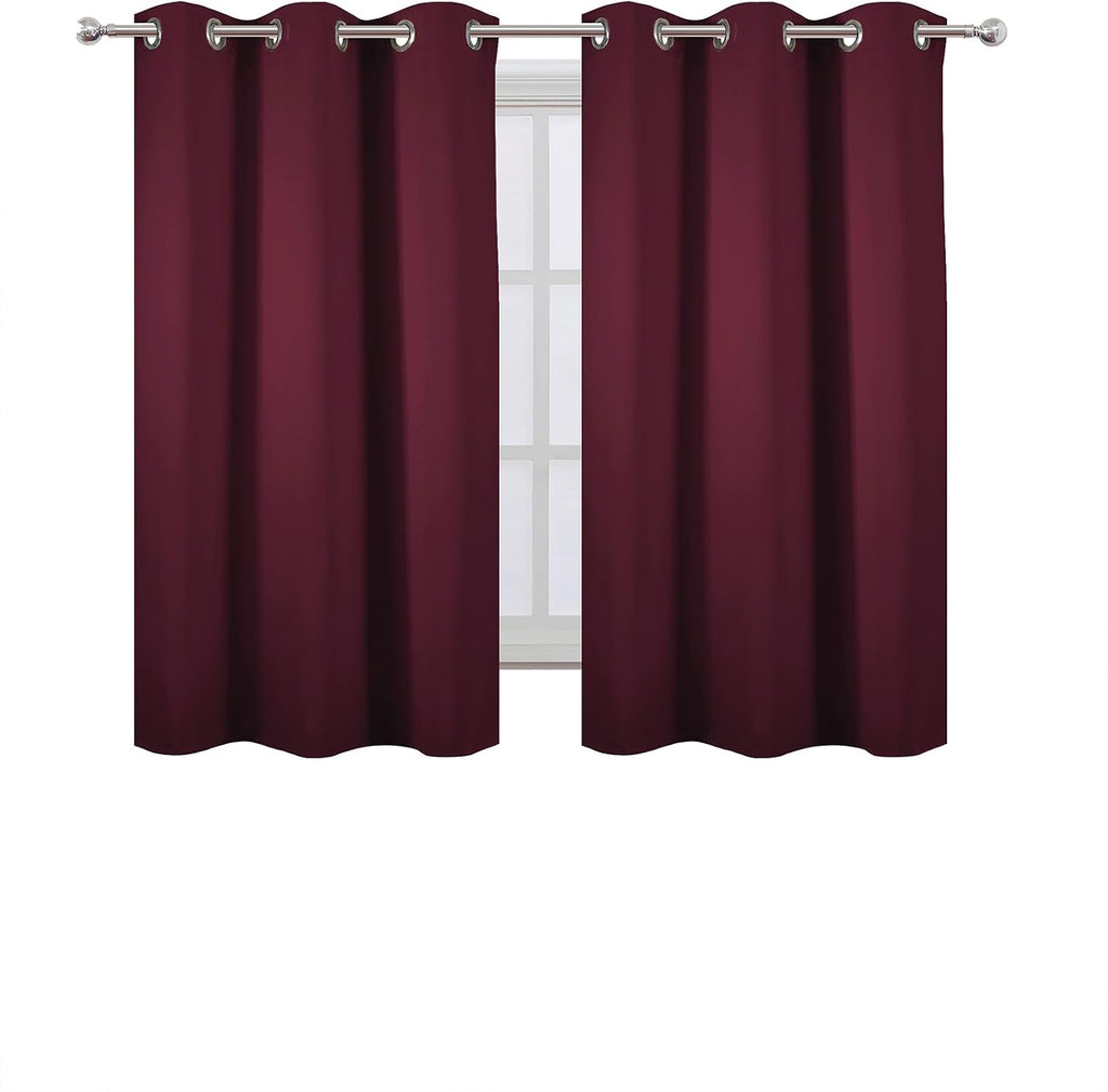 Lemomo Burgundy Red Blackout Curtains 42 x 54 Inch Length Set of 2 Panels Grommet Bedroom Curtains for Living Room 54 Inch Red