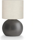 Modern Small Table Lamp with Grey Metal Base and Linen Shade, 10.4 Inch Nightstand Light for Bedroom, Living Room, Desk, Dorm