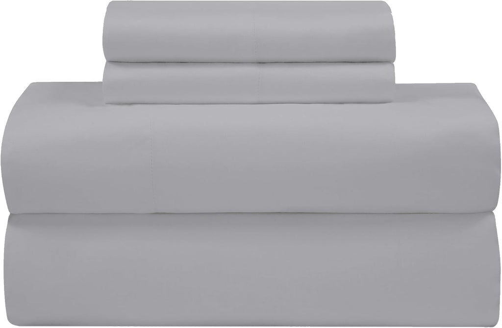 Royalelinens ROYALE LINENS 300 Thread Count Cotton Sateen Sheet Set - 4 Piece Queen Bed Sheets - 1 Fitted, 1 Flat & 2 Pillow Cases - Soft C…