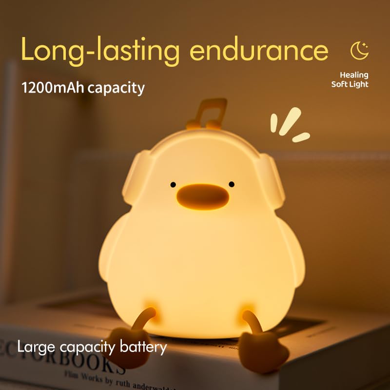 Atsuinightlight ATSUI Night Light for Kids, Squishy Duck Design, 3 Level Dimmable, Silicone Construction 0 Count 4.09 Inches White