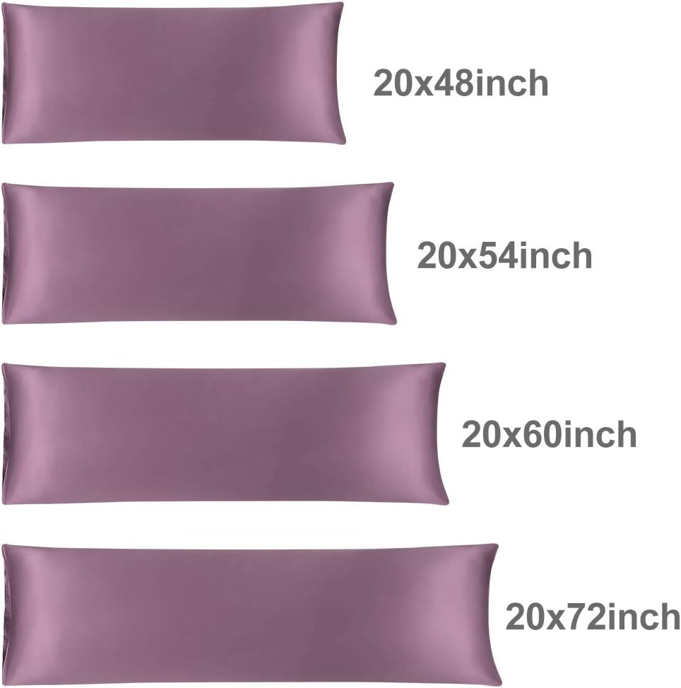uxcell Body Pillow Cover, 20x54 Inch Mauve Silky Satin Body Pillowcases for Hair and Skin, Soft Cooling Smooth Pillow Case with Envelope…