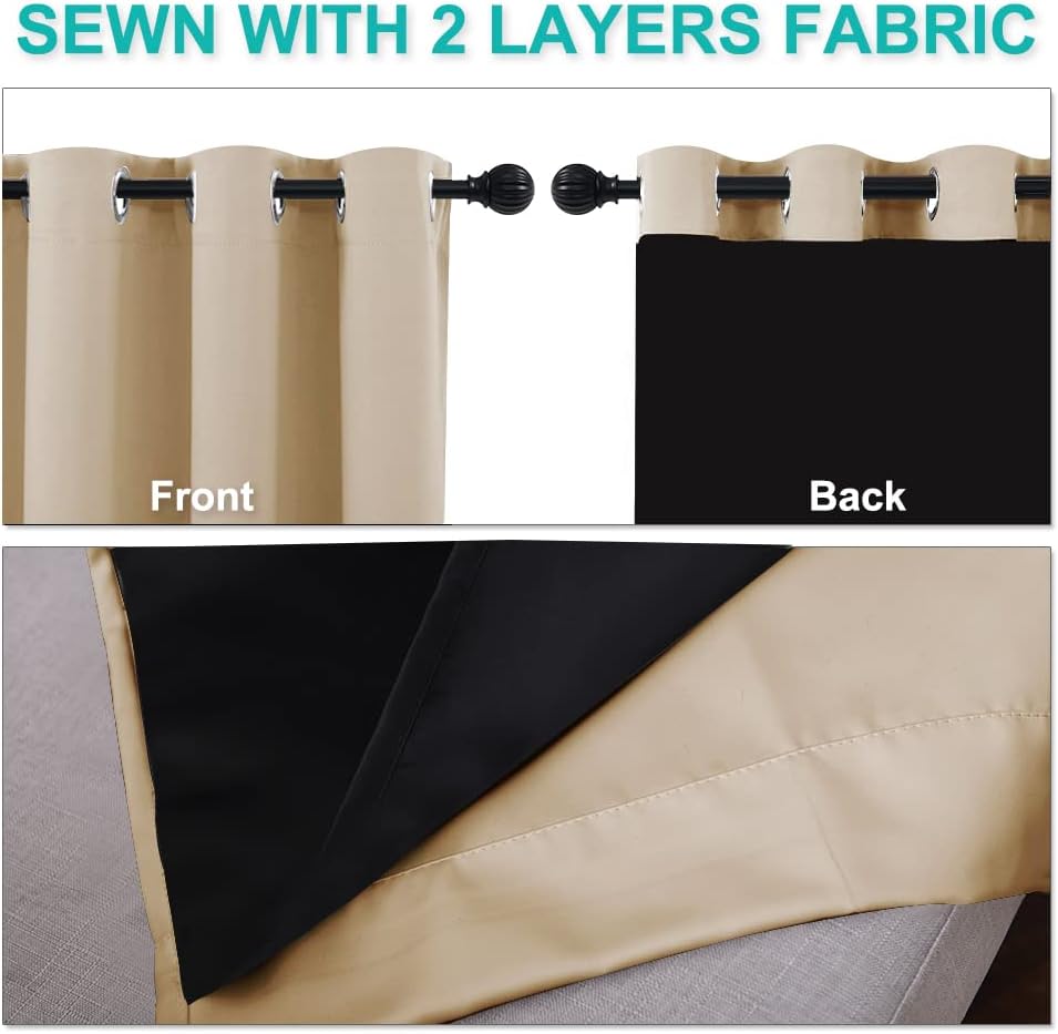 NICETOWN Noise Reducing Room Divider Curtains, Thermal Insulated 100% Blackout Curtain for Office, Slider Panel with Black Lining, Patio…