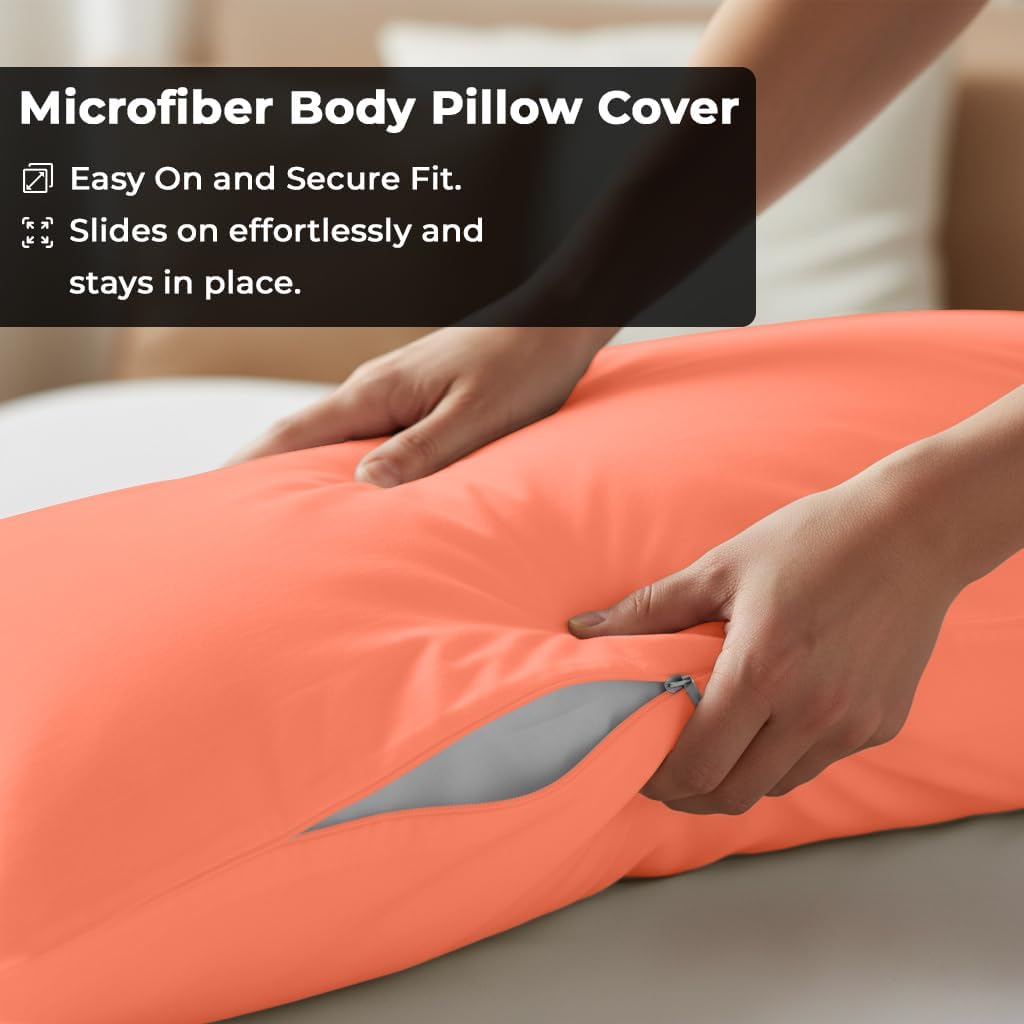Royalelinens ROYALE LINENS Body Pillow Cover - Double Brushed 1800 Microfiber - 20"x54" with Hidden Zipper Closure - Wrinkle & Fade Resista…