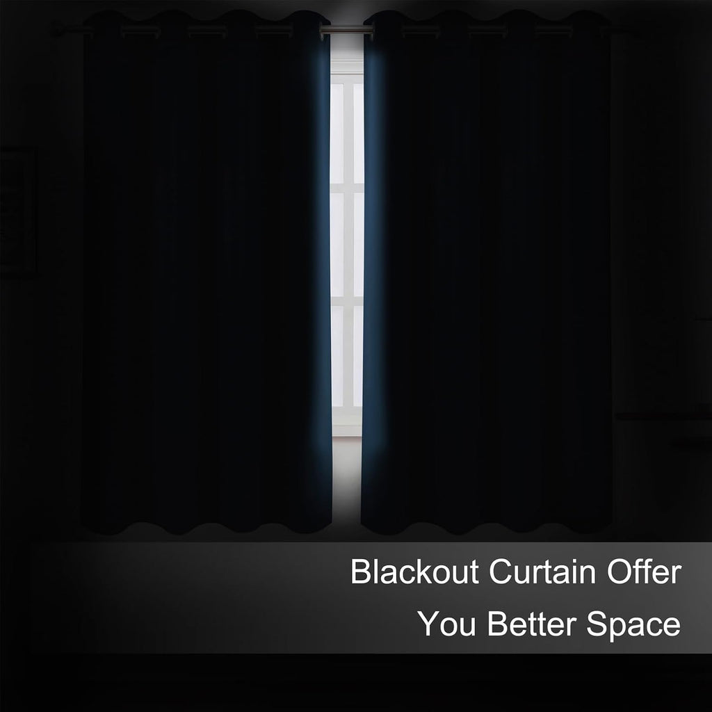 Lemomo Blackout Curtains 66 x 72 Inch Long Navy Blue Curtains Set of 2 Panels Room Darkening Curtains for Bedroom and Living Room 72 Inch B…