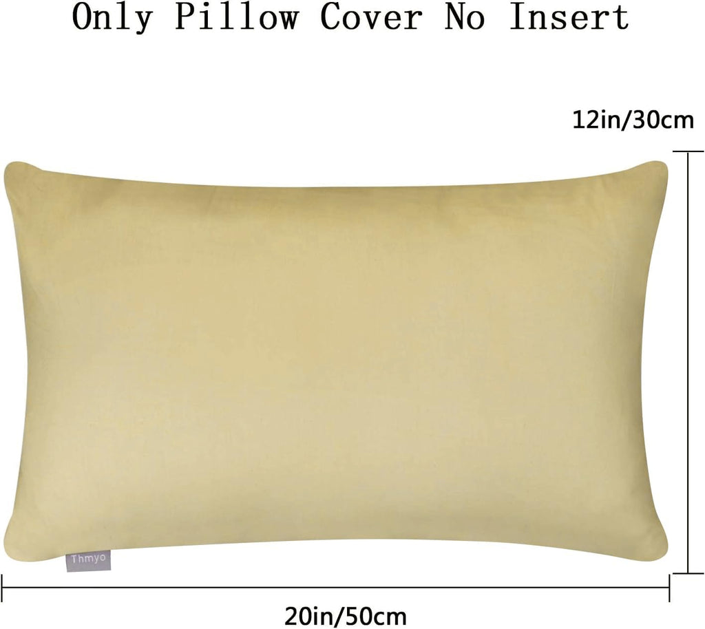Thmyo 4-Pack 100% Cotton Lumbar Comfortable Solid Decorative Throw Pillow Case Rectangle Cushion Cover Pillowcase Sublimation Blank Pillow…