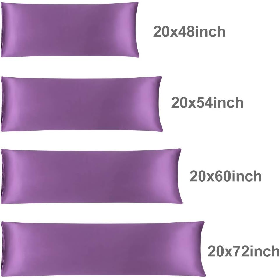 uxcell Body Pillow Cover, 20x72 Inch Purple Silky Satin Body Pillowcases for Hair and Skin, Soft Cooling Smooth Pillow Case with Envelope…