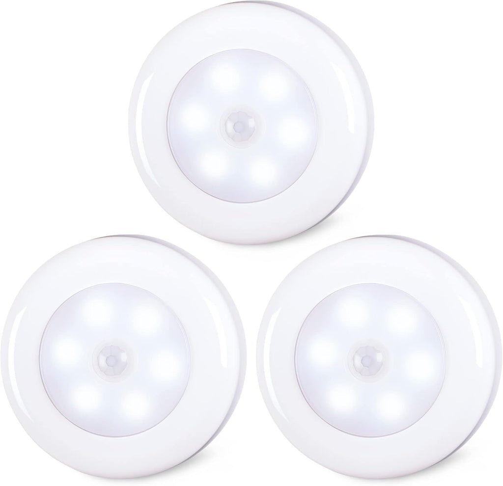 STAR-SPANGLED 3 Pack 2.8” Motion Sensor Lights Indoor AAA Battery Operated, Stick on LED Puck Light for Stairs, Under Cabinet, Closet…