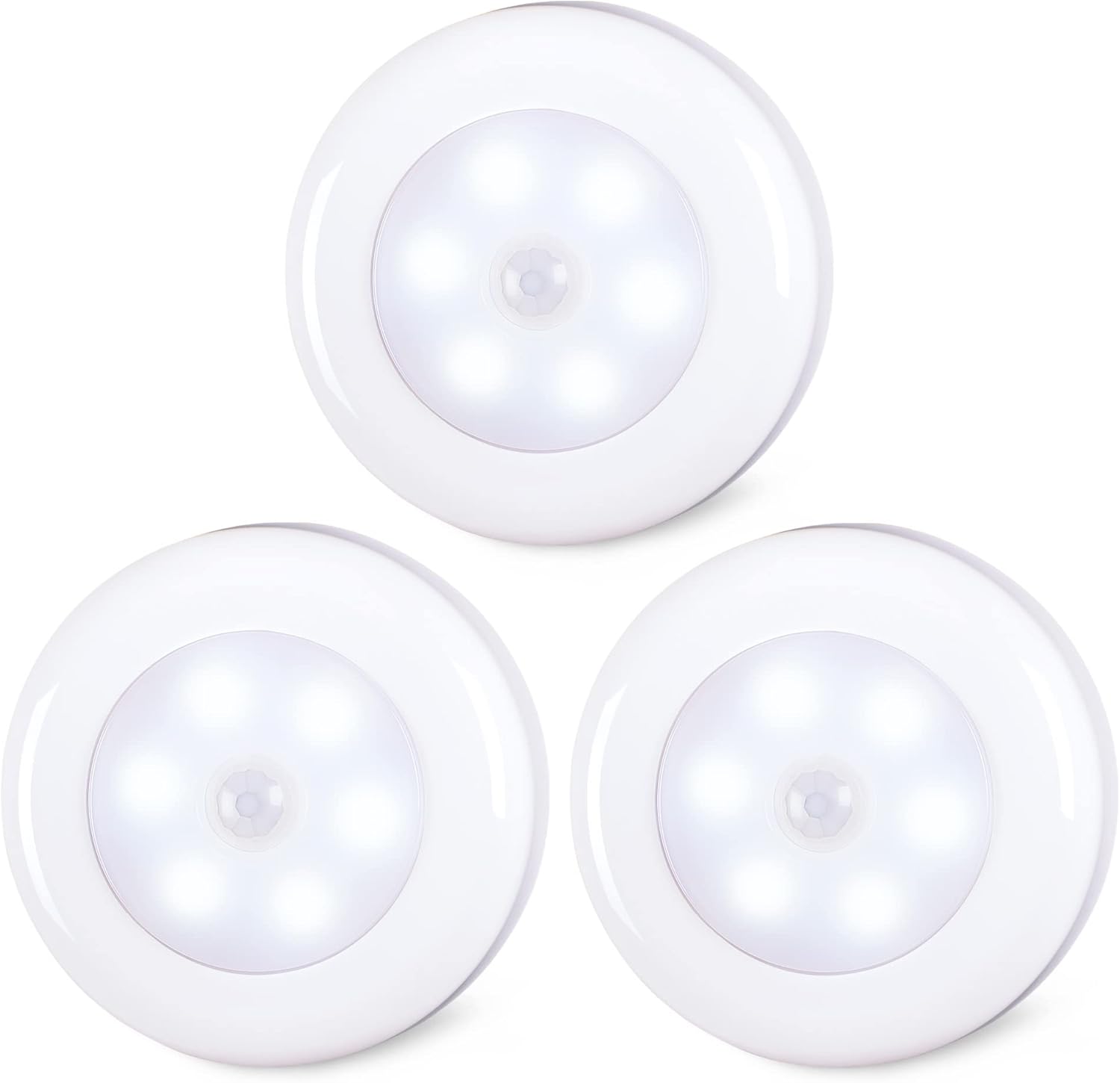 STAR-SPANGLED 3 Pack 2.8” Motion Sensor Lights Indoor AAA Battery Operated, Stick on LED Puck Light for Stairs, Under Cabinet, Closet…
